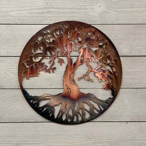 Classic Tree of Life Wall Art Third Shift Fabrication 15" | $75 Copper Torch with Dark Roots 