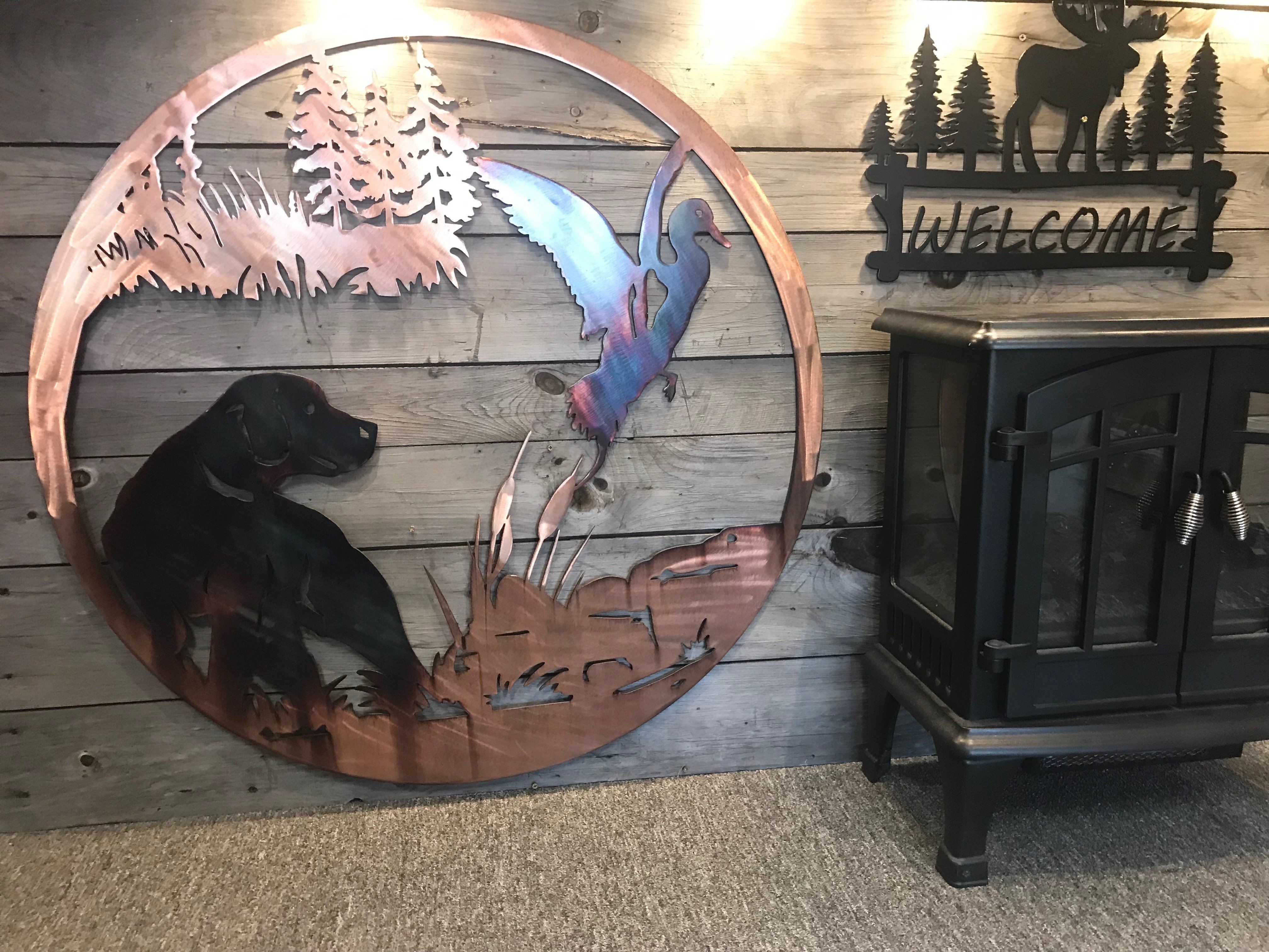 Duck and Dog Wall Art Wall Art Third Shift Fabrication 24 Inch Copper Torch 