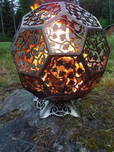 Fire Pit - Stainless Steel Sphere - Ivy Leaf Third Shift Fabrication 