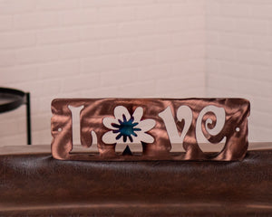 Flower Love Sign |Copper Plated Steel Wall Decor | Wall Plaque Wall Art Third Shift Fabrication Copper Torch 