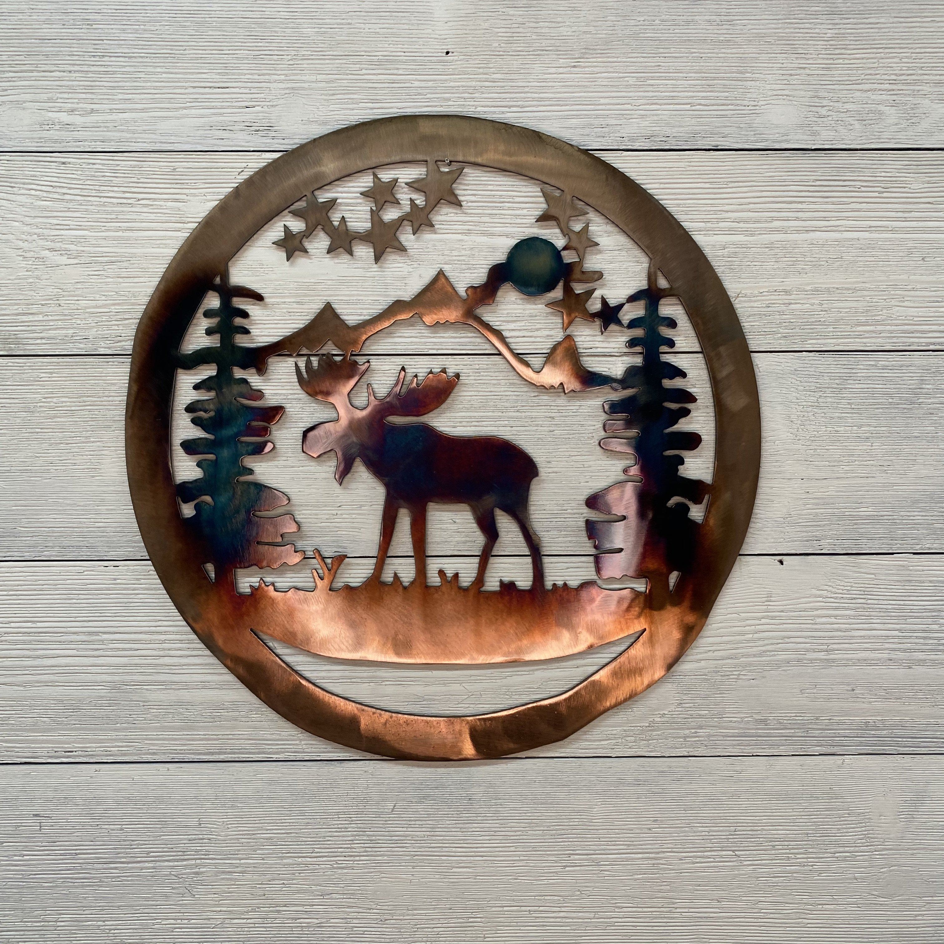 Moose & Mountain Wall Art Third Shift Fabrication 24 inch | $175 Copper Torch 
