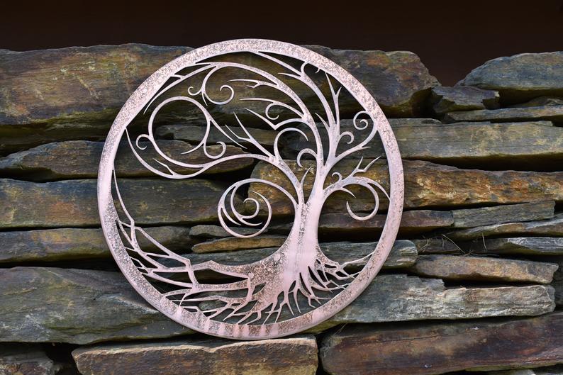 Starry Night Tree of Life Wall Art Third Shift Fabrication 15" | $75 Vintage Copper 